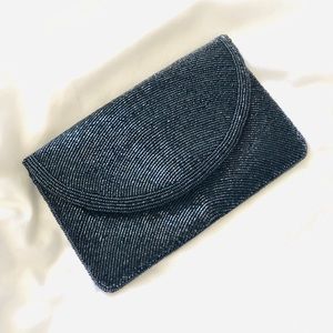 Mini Black Beaded Clutch